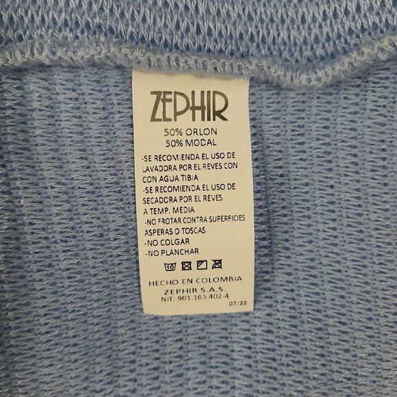 Zephir Size L Long Sleeve Blue Yellow Open Front Women's Cardigan - Picture 6 of 6